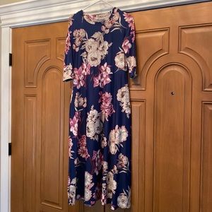 Floral unique lovely midi dress with pockets M